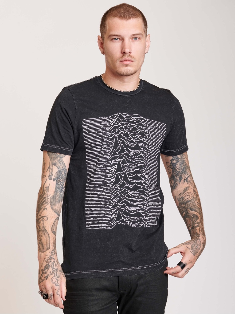 EUC Joy Division X Midnight Hour unisex mineral wash Unknown Pleasures tee 3X